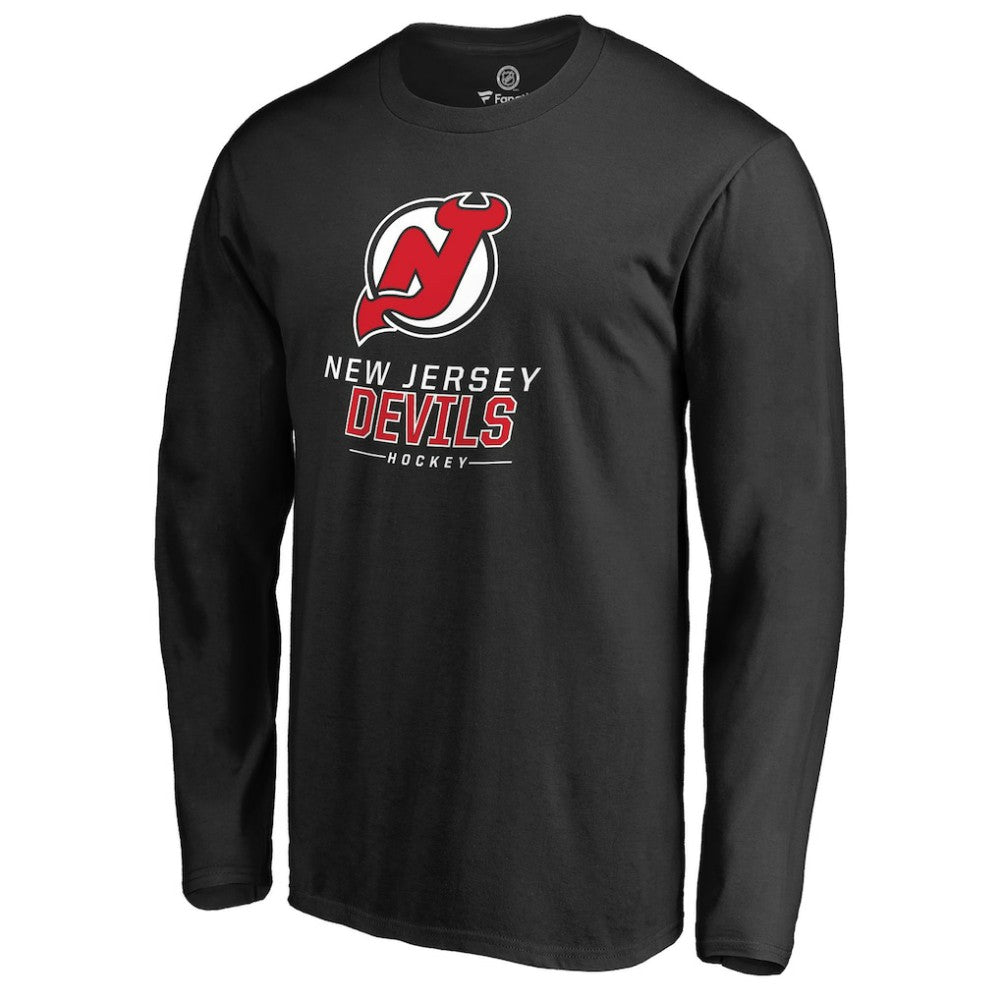 New Jersey Devils Team Lockup Long Sleeve T-Shirt - Black | US 2603218