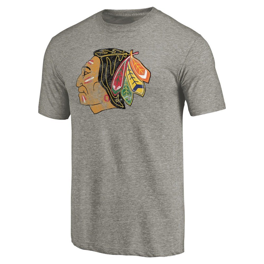 Chicago Blackhawks Throwback Logo 1960-1961 Tri-Blend T-Shirt - Ash | US 2605420