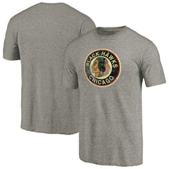 Chicago Blackhawks Throwback Logo 1937-1938 Tri-Blend T-Shirt - Ash | US 2605421