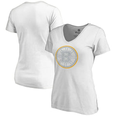 Boston Bruins Women's Whiteout V-Neck T-Shirt - White | US 2606336