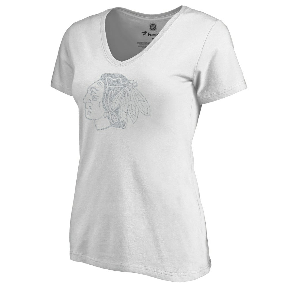 Chicago Blackhawks Women's Whiteout V-Neck T-Shirt - White | US 2606340