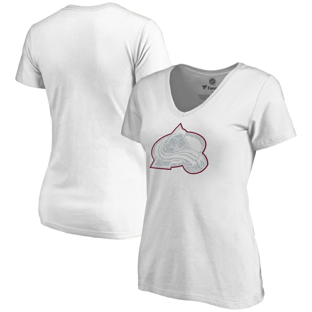 Colorado Avalanche Women's Whiteout V-Neck T-Shirt - White | US 2606341