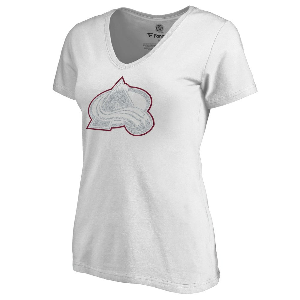 Colorado Avalanche Women's Whiteout V-Neck T-Shirt - White | US 2606341