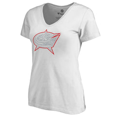 Columbus Blue Jackets Women's Whiteout V-Neck T-Shirt - White | US 2606342