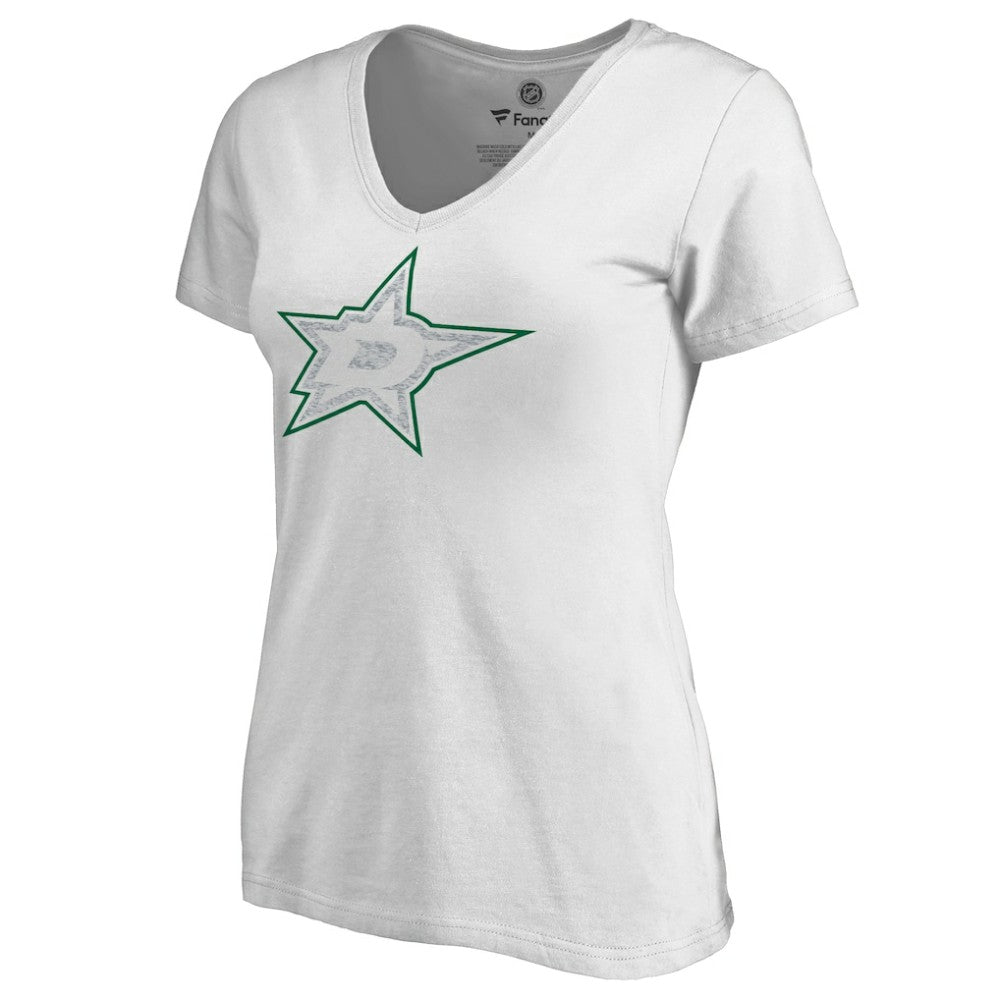 Dallas Stars Women's Whiteout V-Neck T-Shirt - White | US 2606343