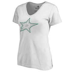 Dallas Stars Women's Whiteout V-Neck T-Shirt - White | US 2606343