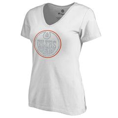 Edmonton Oilers Women's Whiteout V-Neck T-Shirt - White | US 2606345
