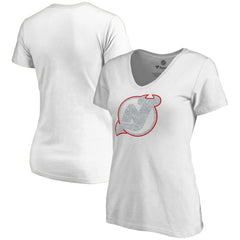 New Jersey Devils Women's Whiteout V-Neck T-Shirt - White | US 2606351