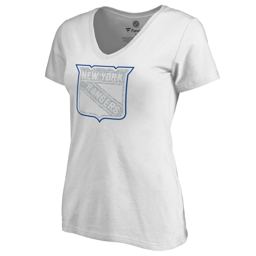 New York Rangers Women's Whiteout V-Neck T-Shirt - White | US 2606354