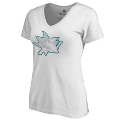 San Jose Sharks Women's Whiteout V-Neck T-Shirt - White | US 2606358