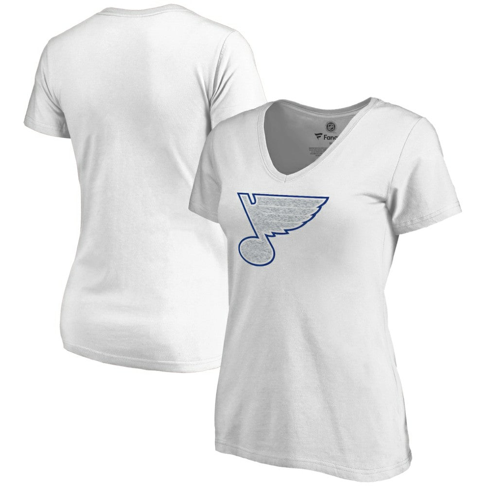 St. Louis Blues Women's Whiteout V-Neck T-Shirt - White | US 2606359
