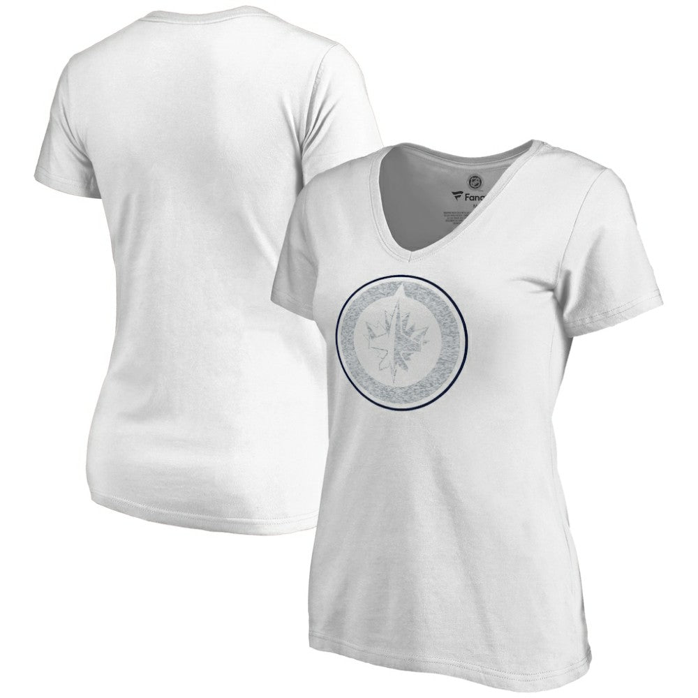 Winnipeg Jets Women's Whiteout V-Neck T-Shirt - White | US 2606364