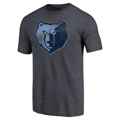 Memphis Grizzlies Distressed Team Logo Tri-Blend T-Shirt Heather Navy outlet