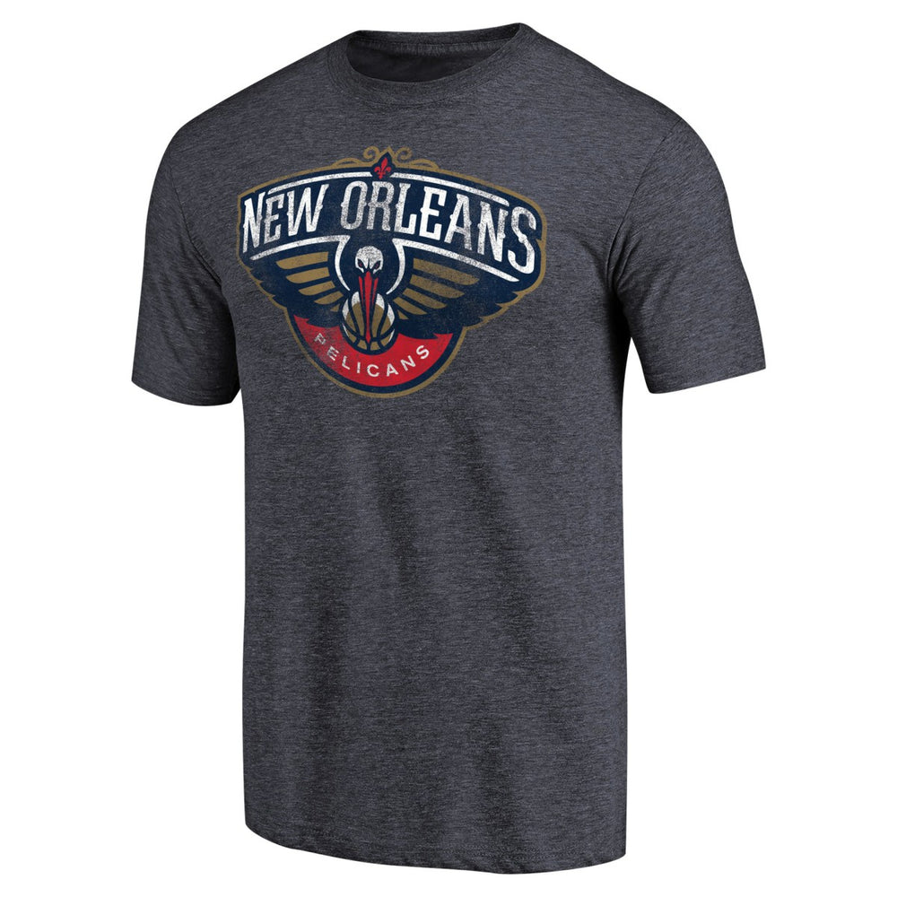 New Orleans Pelicans Distressed Team Logo Tri-Blend T-Shirt Heather Navy