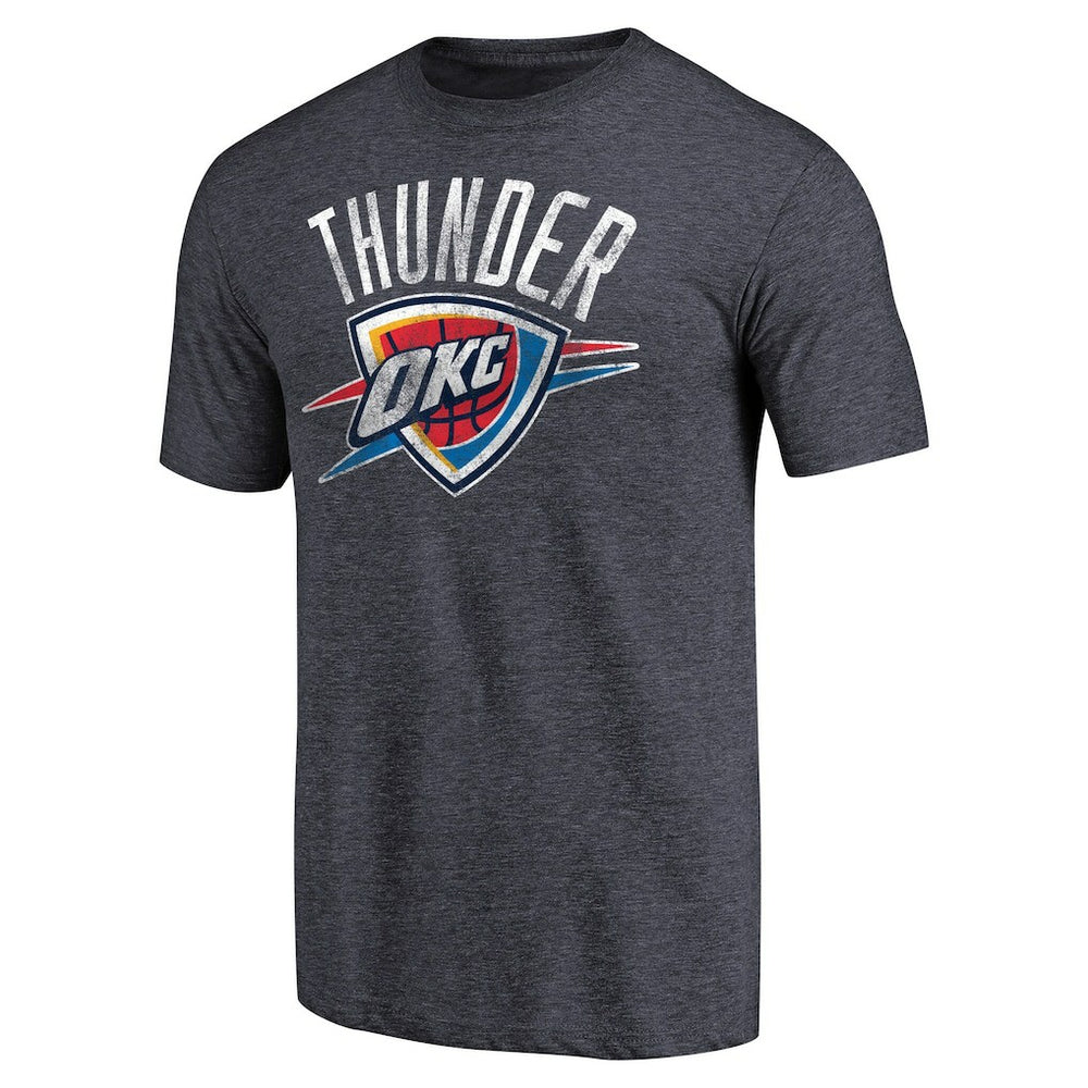 Oklahoma City Thunder Distressed Team Logo Tri-Blend T-Shirt Heather Navy