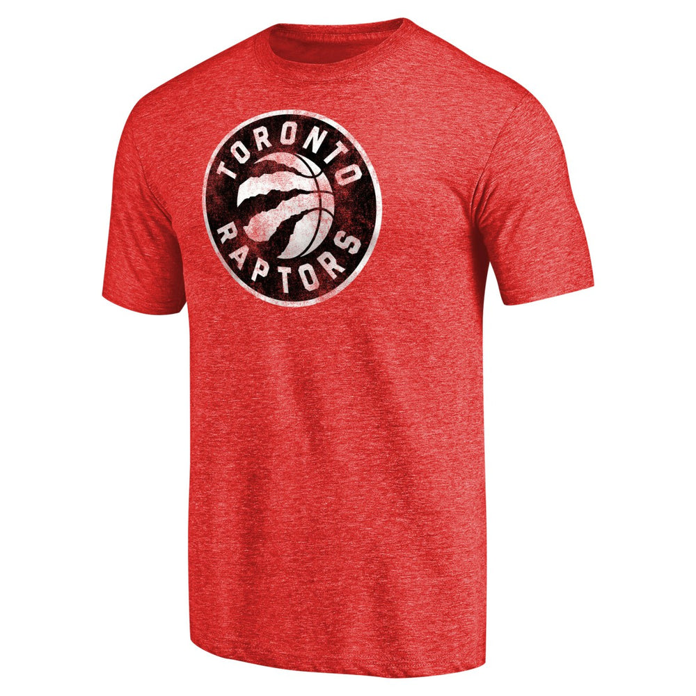 Toronto Raptors Distressed Team Logo Tri-Blend T-Shirt Heather Red