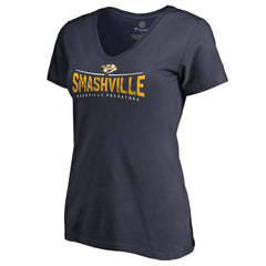 Nashville Predators Women's Hometown Collection Smashville V-Neck T-Shirt - Navy | US 2606940