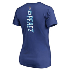 Salvador Perez Kansas City Royals Women's Backer V-Neck T-Shirt - Royal T-shirts