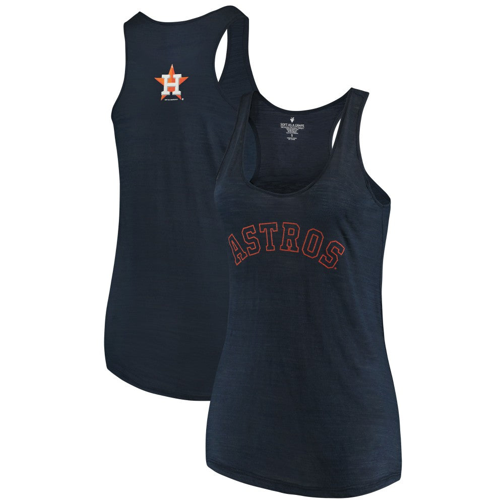 Houston Astros Soft as a Grape Women's Plus Size Swing for the Fences Racerback Tank Top - Navy Tanks