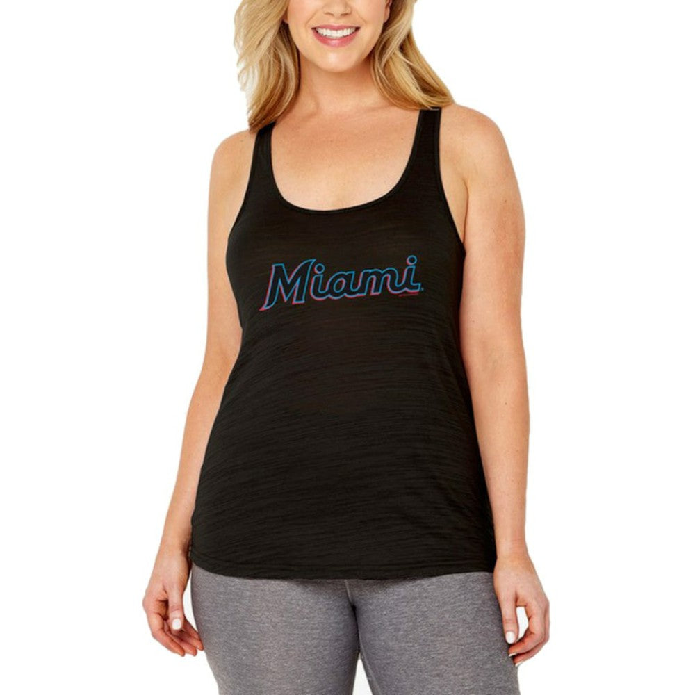 Miami Marlins Soft as a Grape Women's Plus Size Swing for the Fences Racerback Tank Top - Black Tanks