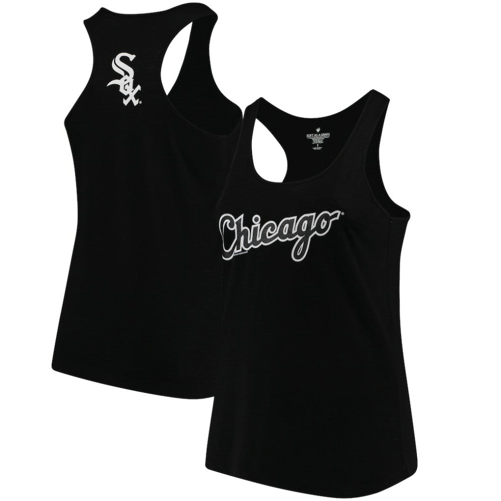 Chicago White Sox Soft as a Grape Women's Plus Size Swing for the Fences Racerback Tank Top - Black Tanks