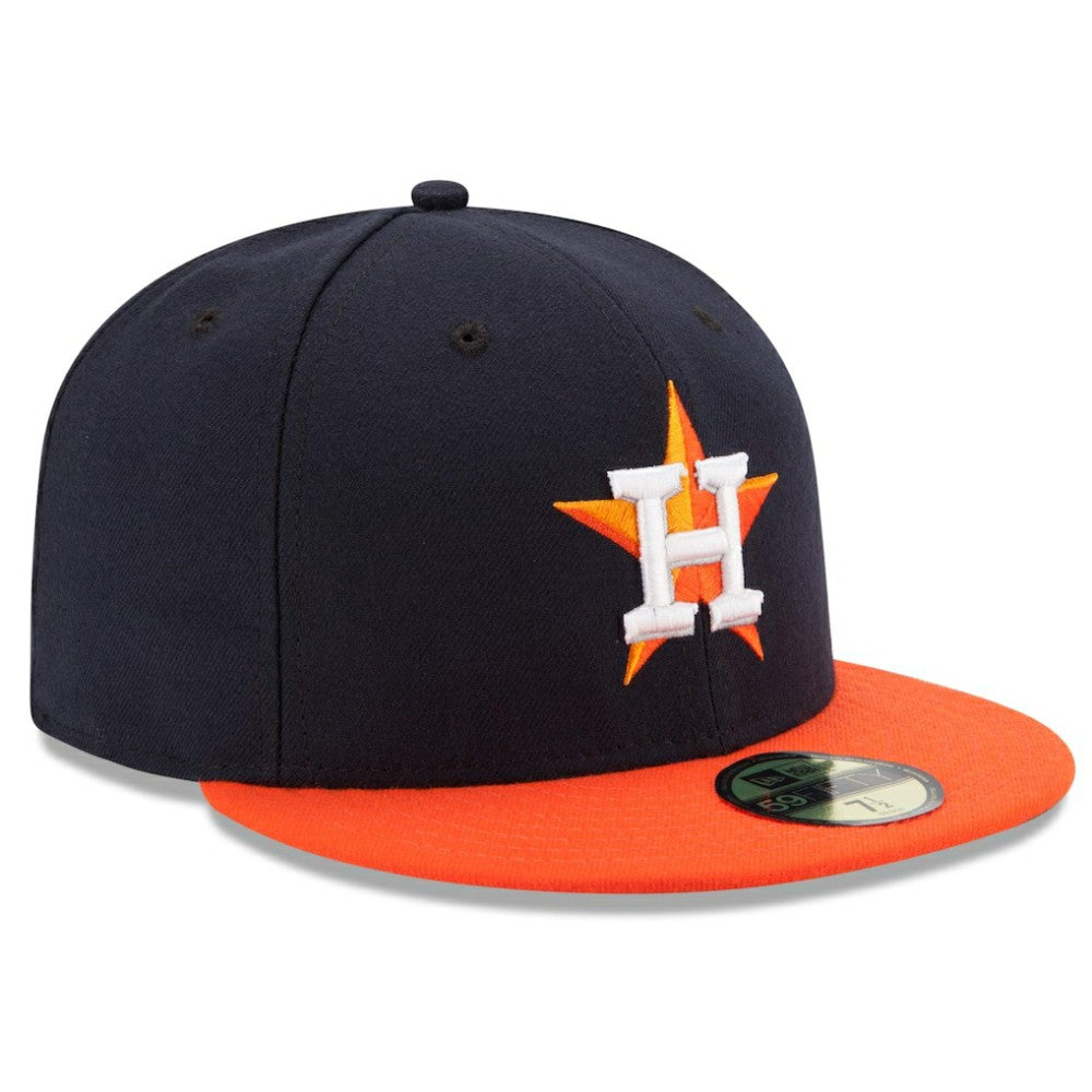 Houston Astros New Era Road Authentic Collection On Field 59FIFTY Performance Fitted Hat - Navy/Orange Hats