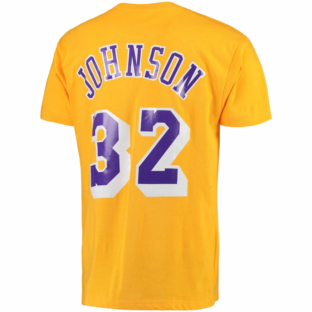 Magic Johnson Los Angeles Lakers Hardwood Classics Retro Name & Number T-Shirt Gold - Mitchell & Ness