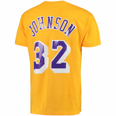 Magic Johnson Los Angeles Lakers Hardwood Classics Retro Name & Number T-Shirt Gold - Mitchell & Ness