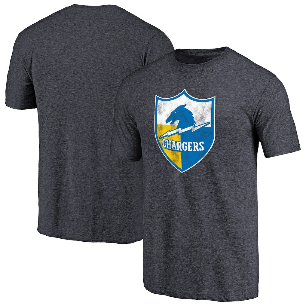 Los Angeles Chargers Throwback Logo Tri-Blend T-Shirt - Navy T-shirts