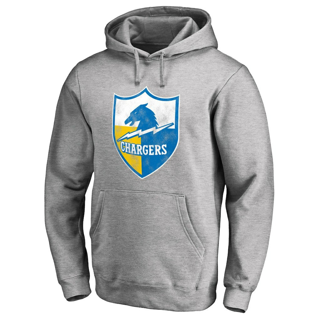 Los Angeles Chargers Throwback Logo Pullover Hoodie - Heather Gray Hoodies