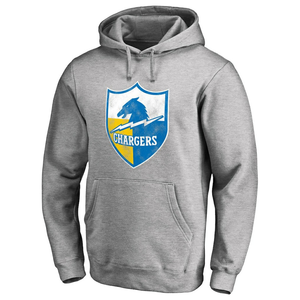 Los Angeles Chargers Throwback Logo Pullover Hoodie - Heather Gray Hoodies