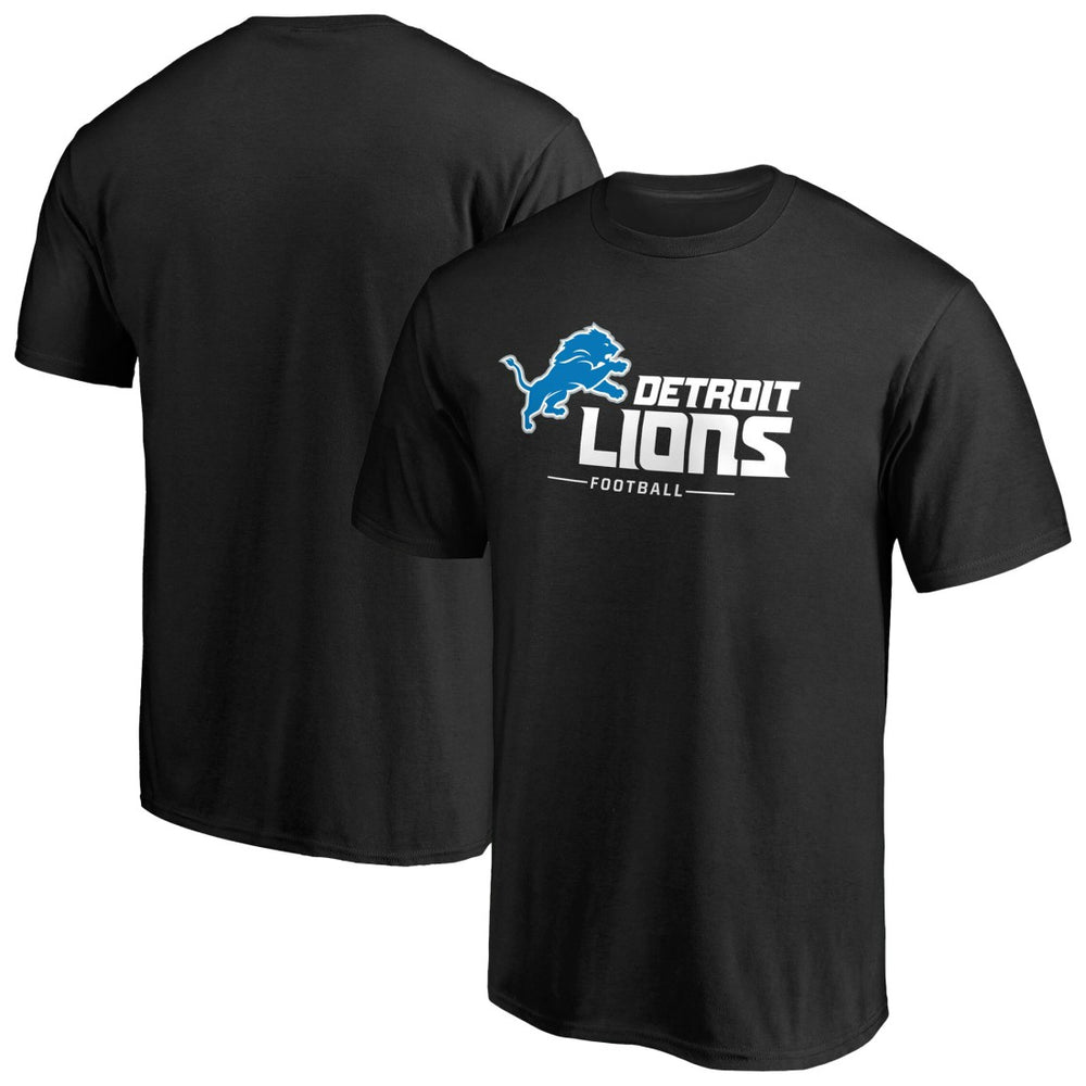 Detroit Lions Team Lockup T-Shirt - Black T-shirts