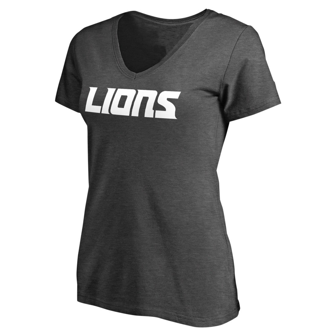 Detroit Lions Women's Team Lockup V-Neck T-Shirt - Heather Gray T-shirts