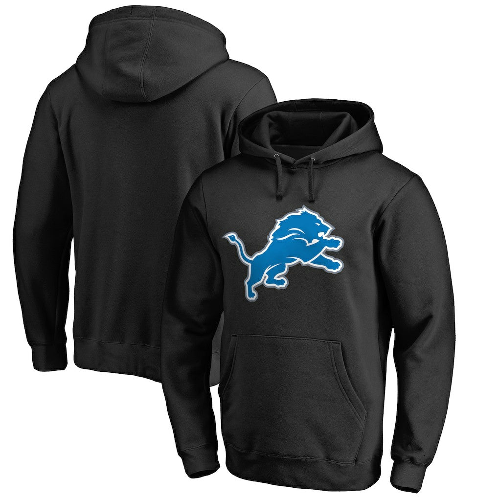 Detroit Lions Primary Logo 2 Pullover Hoodie - Black Hoodies