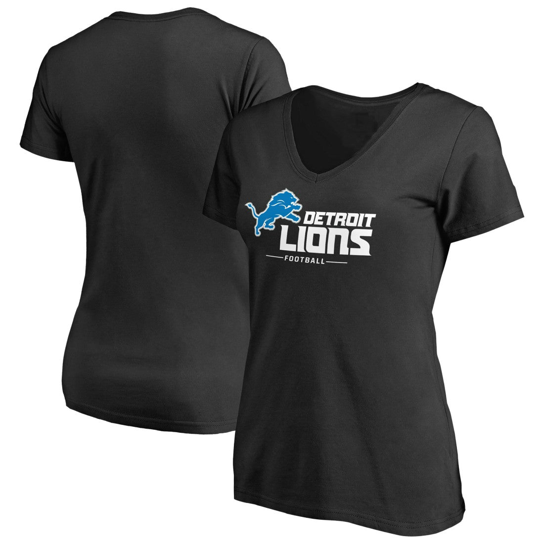 Detroit Lions Women's Team Lockup V-Neck T-Shirt - Black T-shirts