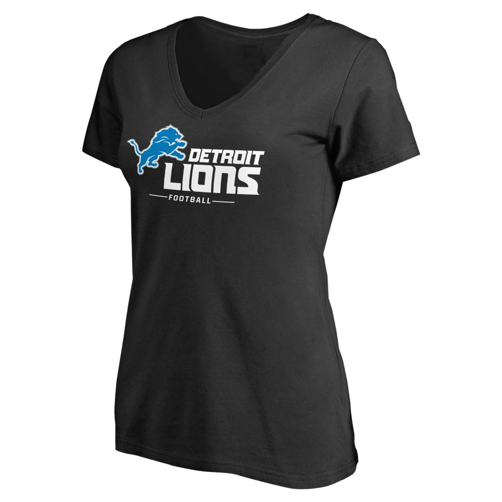 Detroit Lions Women's Team Lockup V-Neck T-Shirt - Black T-shirts