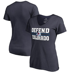 Colorado Avalanche Women's Hometown Collection Defend V-Neck T-Shirt - Navy | US 2716612