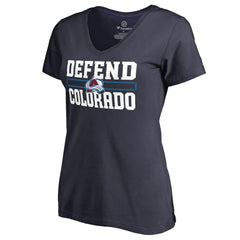 Colorado Avalanche Women's Hometown Collection Defend V-Neck T-Shirt - Navy | US 2716612