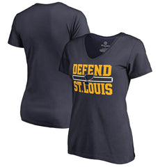 St. Louis Blues Women's Hometown Collection Defend V-Neck T-Shirt - Navy | US 2716625