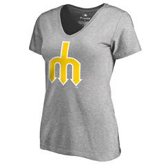 Seattle Mariners Women's Cooperstown Collection Forbes V-Neck T-Shirt - Heather Gray T-shirts