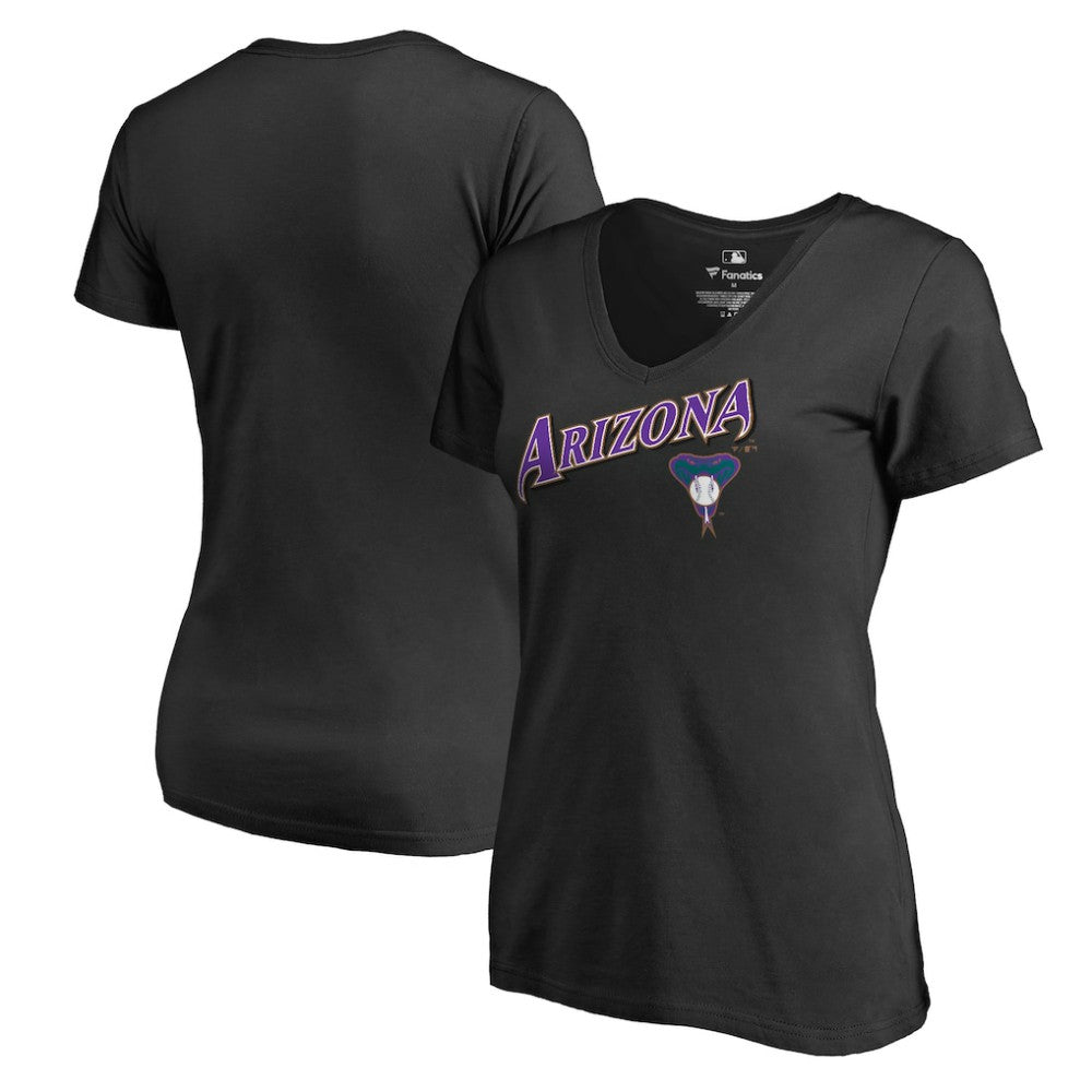 Arizona Diamondbacks Women's Core Wahconah V-Neck T-Shirt - Black T-shirts