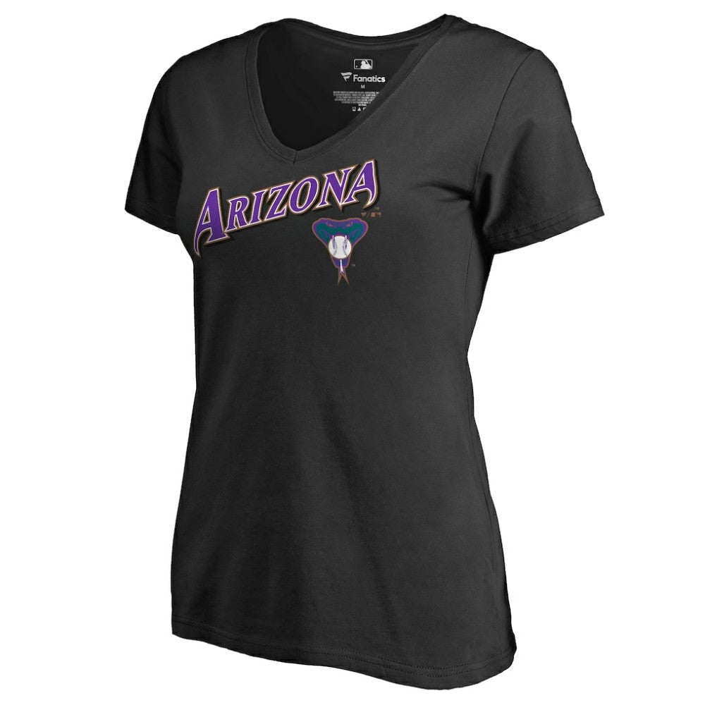 Arizona Diamondbacks Women's Core Wahconah V-Neck T-Shirt - Black T-shirts