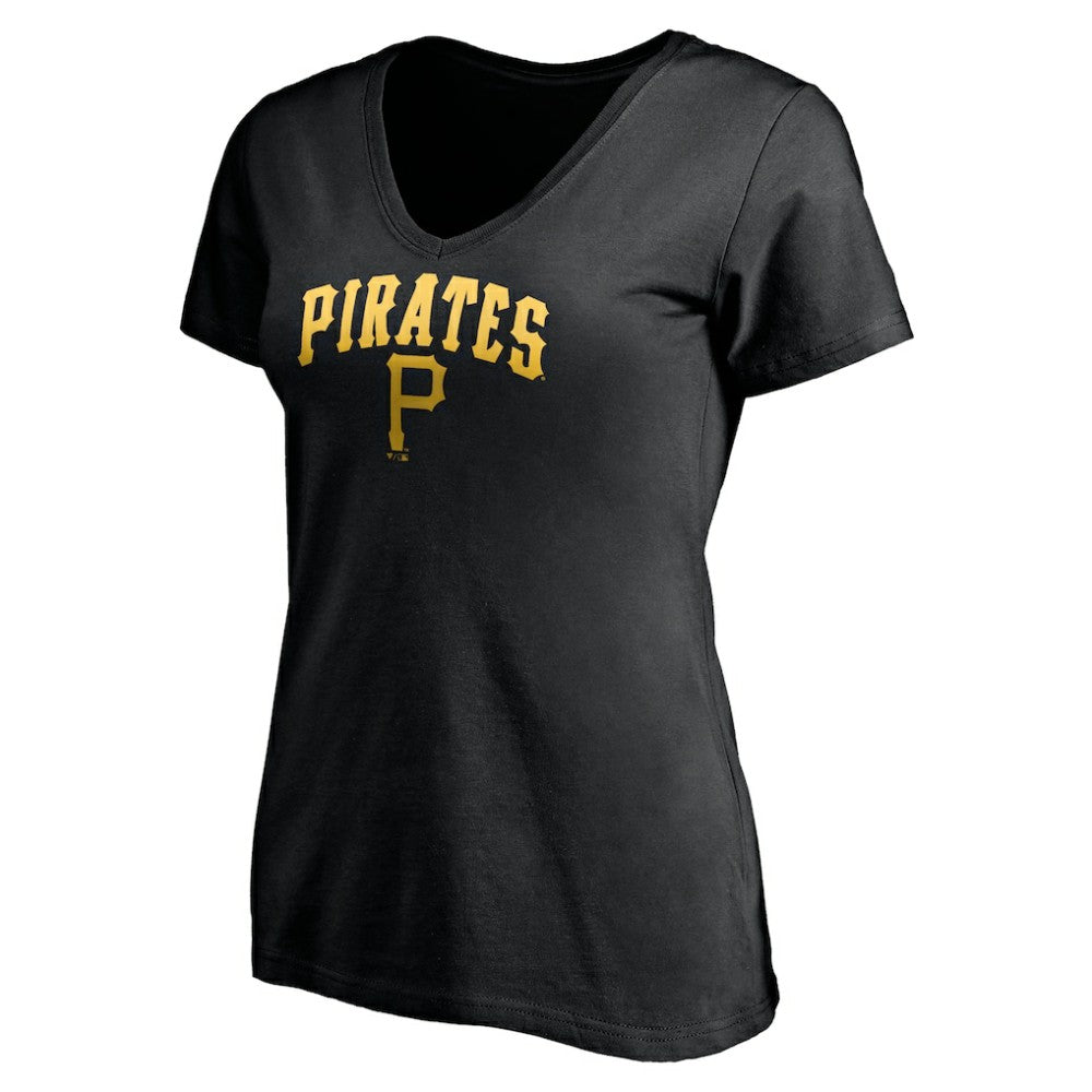 Pittsburgh Pirates Women's Core Wahconah V-Neck T-Shirt - Black T-shirts