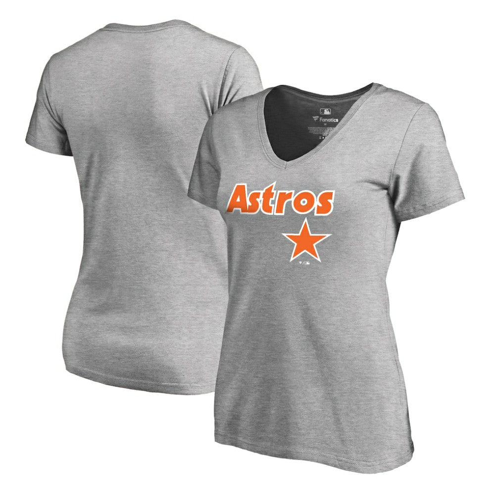 Houston Astros Women's Core Wahconah V-Neck T-Shirt - Heather Gray T-shirts
