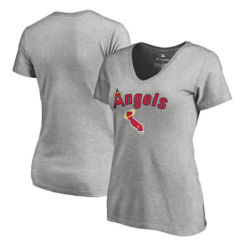 Los Angeles Angels Women's Core Wahconah V-Neck T-Shirt - Heather Gray T-shirts