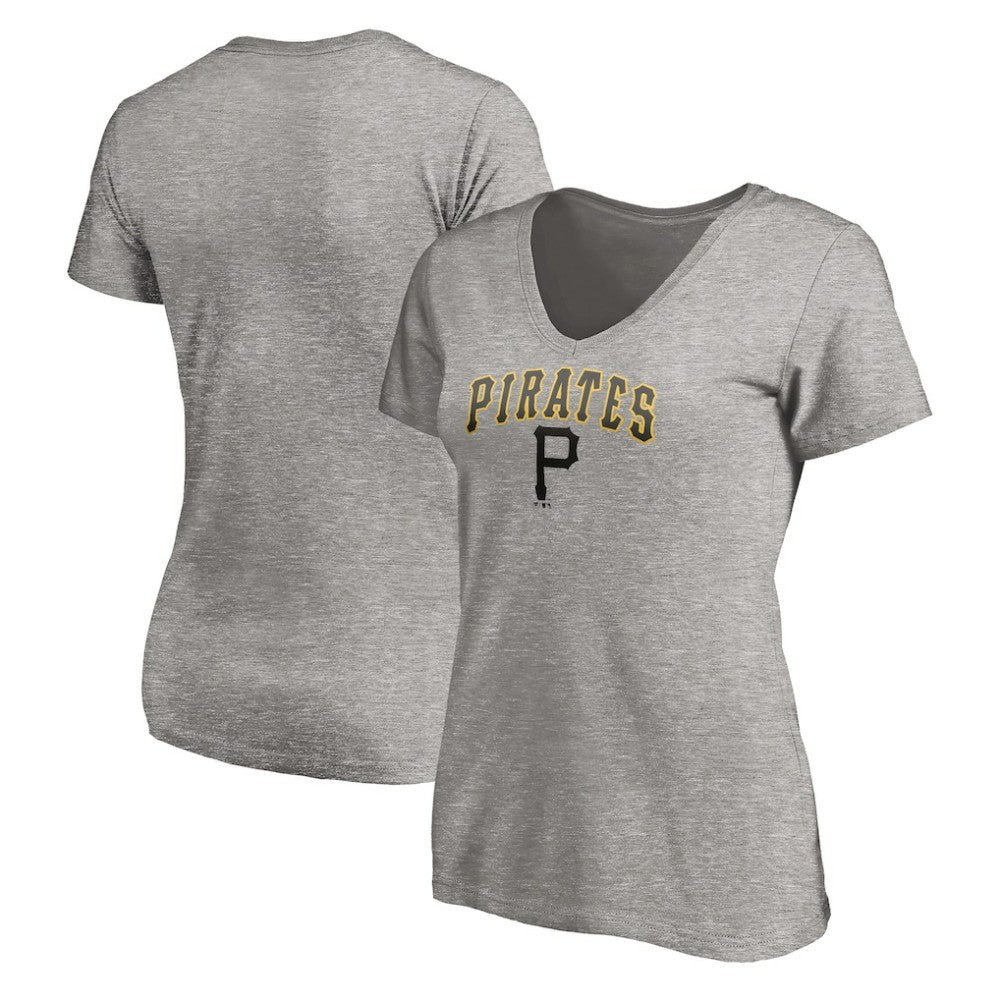 Pittsburgh Pirates Women's Core Wahconah V-Neck T-Shirt - Heather Gray T-shirts