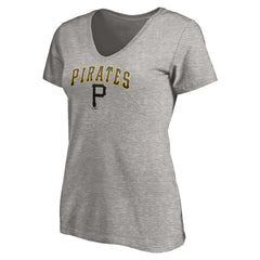 Pittsburgh Pirates Women's Core Wahconah V-Neck T-Shirt - Heather Gray T-shirts