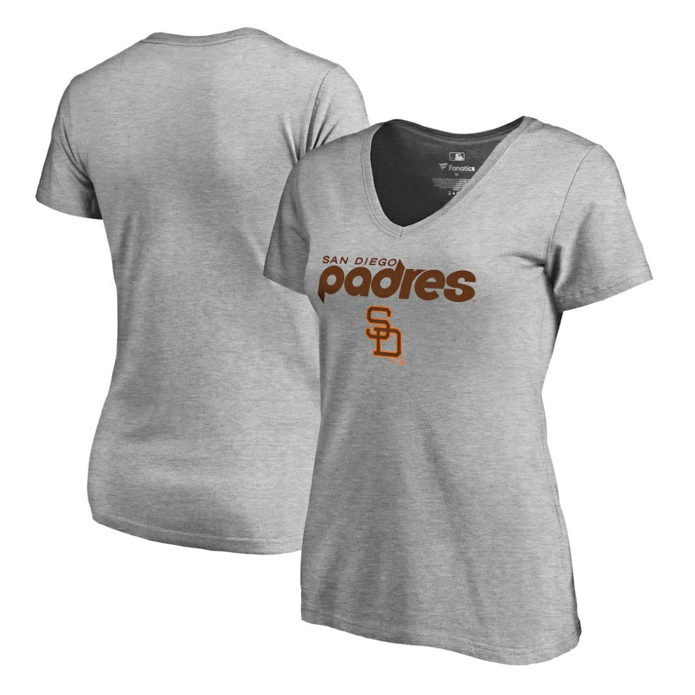San Diego Padres Women's Core Wahconah V-Neck T-Shirt - Heather Gray T-shirts