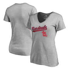St. Louis Cardinals Women's Core Wahconah V-Neck T-Shirt - Heather Gray T-shirts