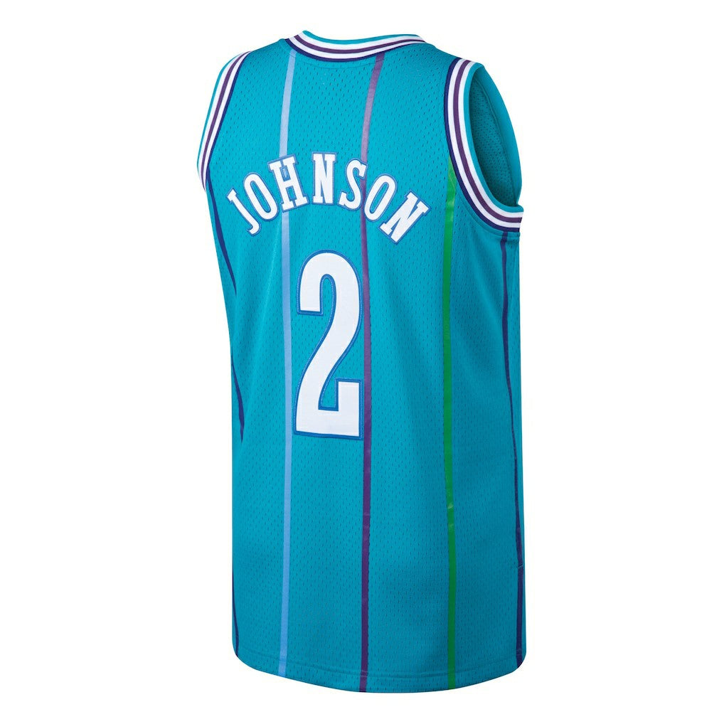 Larry Johnson Charlotte Hornets 1992/93 Hardwood Classics Swingman Jersey Teal - Mitchell & Ness